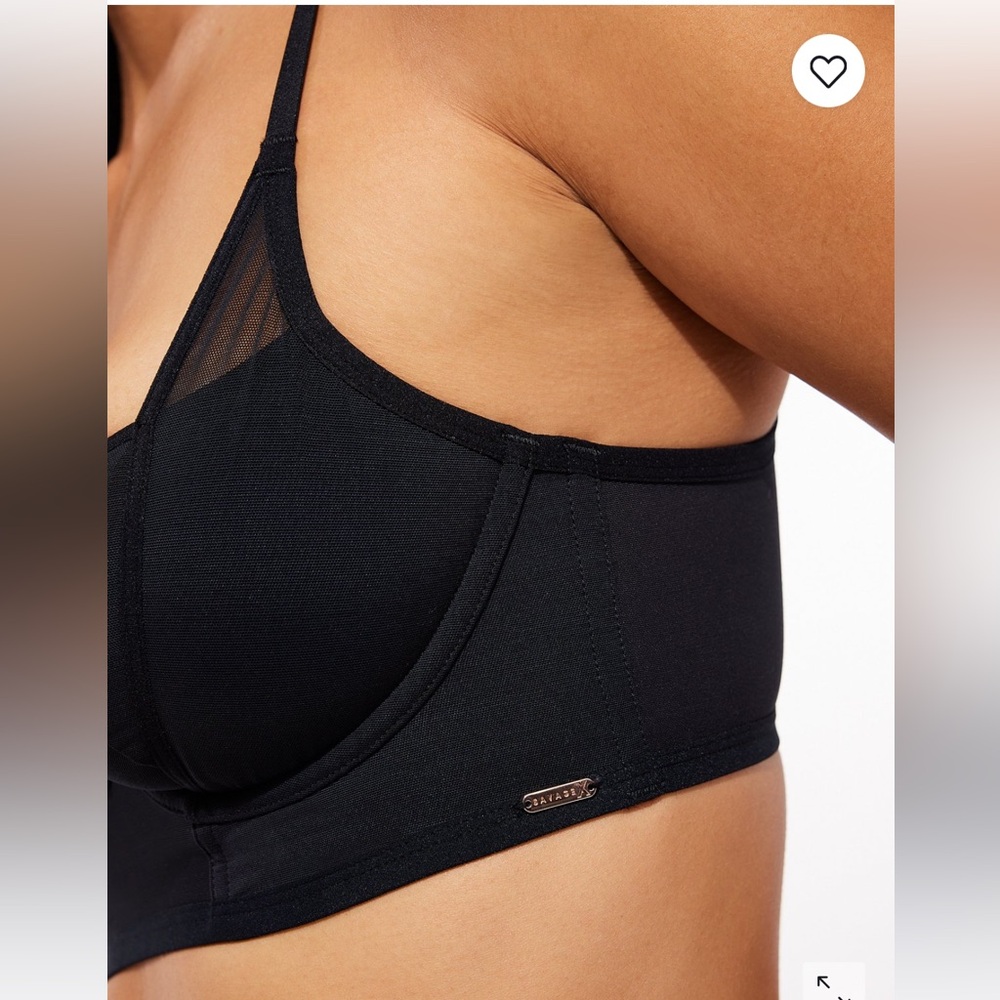 SAVAGE X FENTY See Thru U Unlined Balconette Bra - Black Caviar - Size 40D - Picture 4 of 8